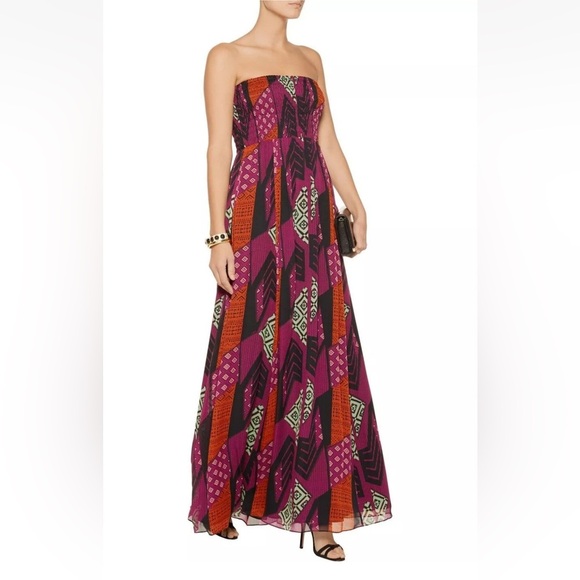 Diane Von Furstenberg DVF Tribal Print Silk Maxi Dress | Size 4 | 100% Silk - Picture 1 of 17